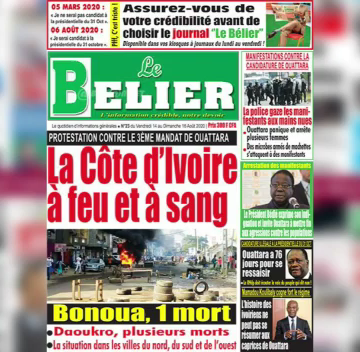 COTE D’IVOIRE: REVUE DES UNES DU VENDREDI 14 AOÛT 2020 COTE D’IVOIRE: REVUE DES UNES DU VENDREDI 14 AOÛT 2020
