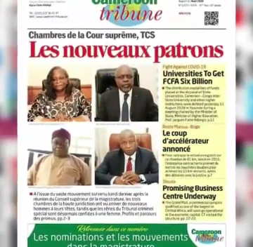 CAMEROUN : REVUE DES UNES DU MERCREDI 12 AOÛT 2020 CAMEROUN : REVUE DES UNES DU MERCREDI 12 AOÛT 2020