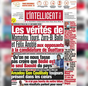COTE D’IVOIRE : REVUE DES UNES DU LUNDI 17 AOÛT 2020 COTE D’IVOIRE : REVUE DES UNES DU LUNDI 17 AOÛT 2020