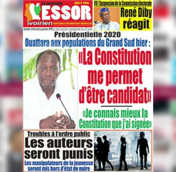 CÔTE D’IVOIRE : REVUE DES UNES DU MARDI 18 AOÛT 2020 CÔTE D’IVOIRE : REVUE DES UNES DU MARDI 18 AOÛT 2020