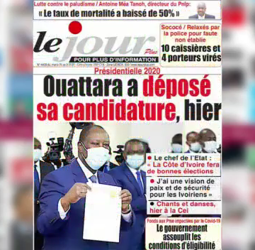 CÔTE D’IVOIRE : REVUE DES UNES DU MARDI 25 AOÛT 2020 CÔTE D’IVOIRE : REVUE DES UNES DU MARDI 25 AOÛT 2020