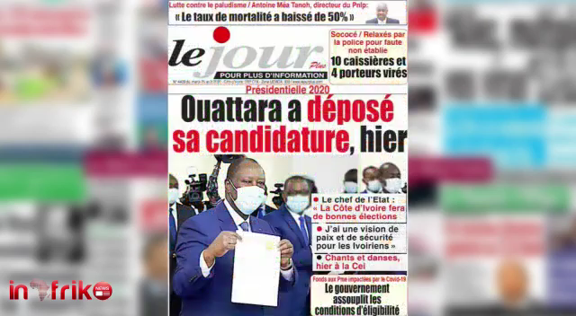 CÔTE D’IVOIRE : REVUE DES UNES DU MARDI 25 AOÛT 2020