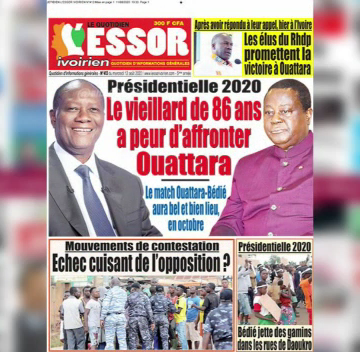 COTE D’IVOIRE :REVUE DES UNES DU MERCREDI 12 AOÛT 2020 COTE D’IVOIRE :REVUE DES UNES DU MERCREDI 12 AOÛT 2020