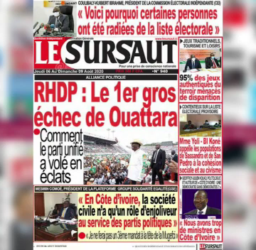 COTE D’IVOIRE : REVUE DES UNES DU JEUDI 06 AOÛT 2020 COTE D’IVOIRE : REVUE DES UNES DU JEUDI 06 AOÛT 2020