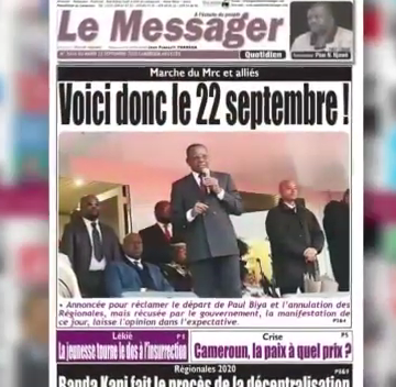 CAMEROUN: REVUE DES UNES DU 22 SEPTEMBRE 2020 CAMEROUN: REVUE DES UNES DU 22 SEPTEMBRE 2020